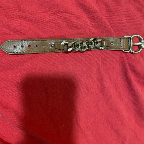 2 of Brown Leather and Gold Chain Womens Belt bracelet - Picture 11 of 16